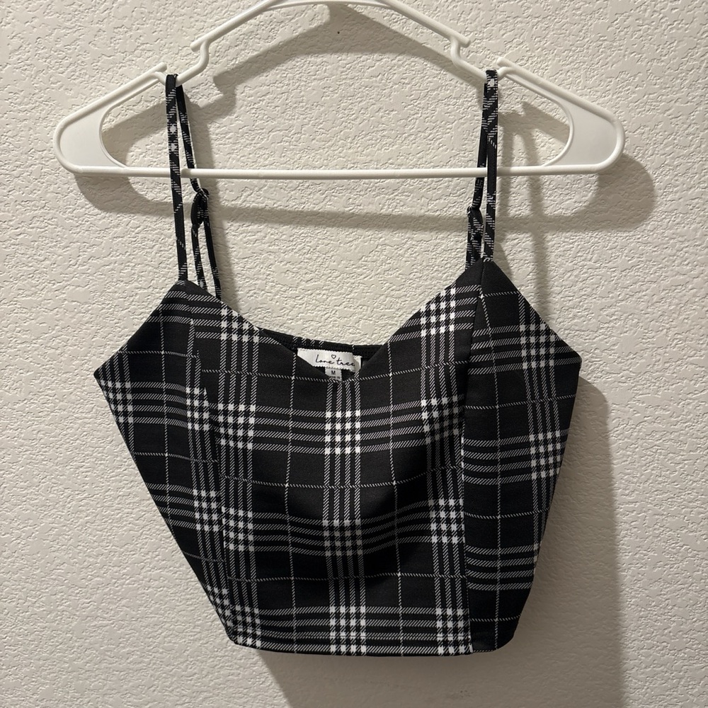 Love Tree Black and White Plaid Camisole